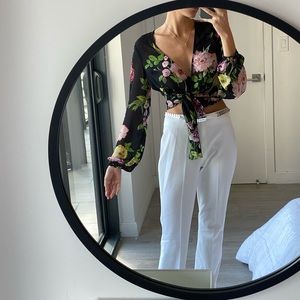 Floral Tie Front Top